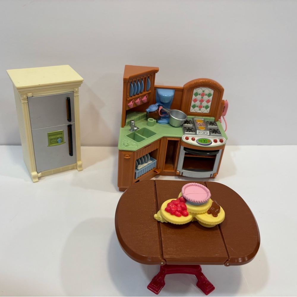 Miniature Kitchen Playset with Brown Table